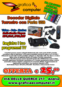 ANDRIA PASSA AL DIGITALE TERRESTRE - OFFERTA DIGITALE: &euro; 25